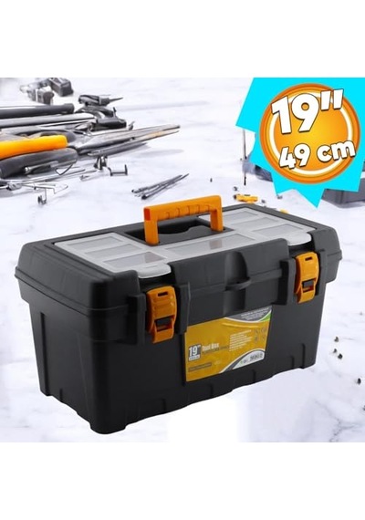 Badem10 Taşınabilir Kulplu Bölmeli Takım Çantası Alet Çanta 49 Cm Plastik Açma Kapatmalı 19'' İnç Organizer