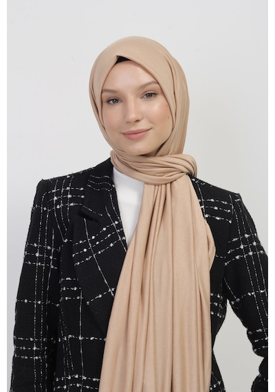 Manolyaşal İslamic Hijab Tesettür Penye Şal - 70 X 180 / Koyu Krem Koyu Krem