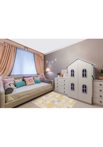 Tink Kendinden Yapışkanlı Retro Sarı Desenli Pvc Karo Kaplama 20x20 Cm 6'lı Paket