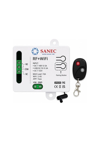 Akıllı Wifi + Rf 433mhz Tek Kanallı 10a Röle Modülü - Rf Kumanda Dahil Set Tuya, Alexa, Google Asistan Destekli