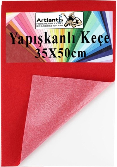 Yapışkanlı Keçe 35x50 Cm 1 Adet 2.0 Mm Kendinden Yapışkanlı Renkli Hobi Keçesi Elişi Keçe Kumaşı Anasınıfı Kreş Etkinlik Kırmızı