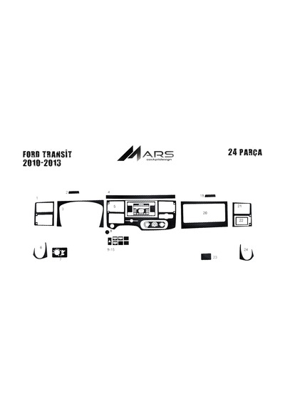 Ford Transit Torpido Kaplama 2010-2014 22 Parça Siyah Karbon