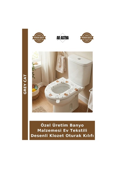Özel Üretim Banyo Malzemesi Ev Tekstili Desenli Klozet Oturak Kılıfı Çok Renkli