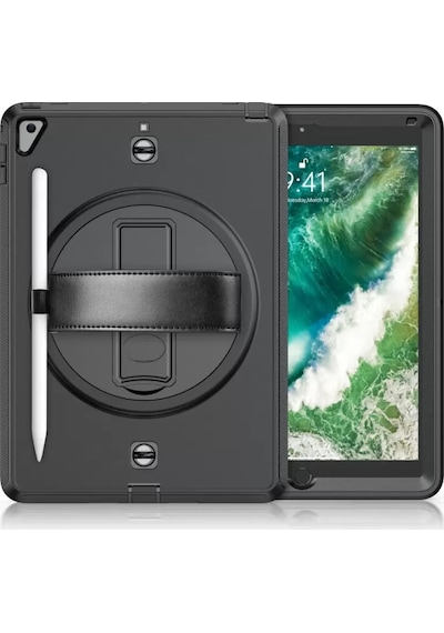 Newface Apple İpad Uyumlu - 5 Air 9.7 Kılıf Strap-c Otterbox Tablet Kapak - Siyah Arka Kapak