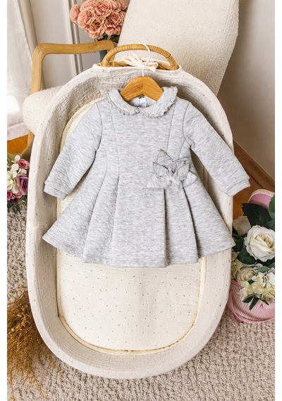 Babyhola Kız Çocuk Işıltı Detaylı Kapitone Elbise Quenn Collection 13986 Gri