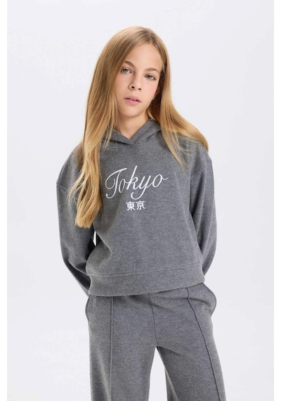 DeFacto Kız Çocuk Kapüşonlu Baskılı Selanik Kumaş Sweatshirt D4294A824WNAR198