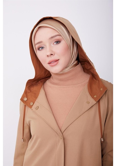 Armine Kol Ortası Çıtçıtlanan Pardesü 23k8512 Camel Kahverengi