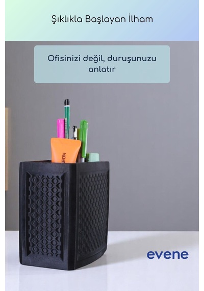 Kalemlik Masa Kalemliği Organizer Kalemlik Siyah Renk Model 92 Çok Renkli