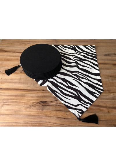 Zebra Desenli Runner & Siyah Supla Çok Renkli