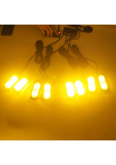 17 Fonksiyonlu Çakar Lamba 12-30v 24 Led 8 Adet Sarı Sarı Set / Lapa548-1