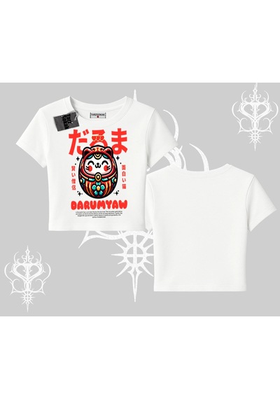 Startmore Startmore Babby Tee Tshirt Daruma Kedi Anime Baskılı Beyaz