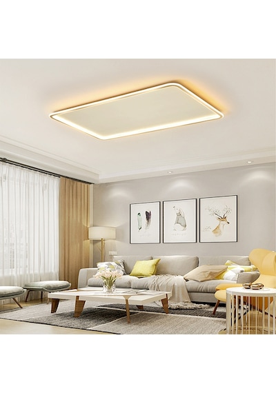 Gold 90x60cm 3 Işık Rengi Dikdörtgen Led Tavan Lambası,avize,modern Aydınlatma,dekoratif Işık Gold