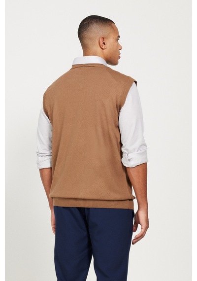 AC&Co / Altınyıldız Classics Erkek Vızon Standart Fit Normal Kesim Bisiklet Yaka Süveter Vizon
