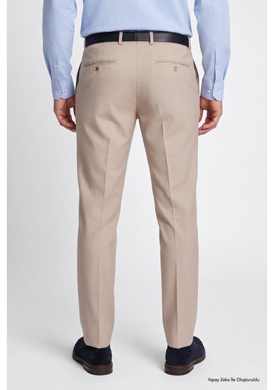 Ac&Co / Altınyıldız Classics Erkek Bej Slim Fit Dar Kesim Klasik Yan Cep Pantolon
