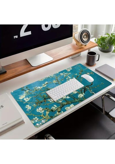 Van Gogh Desenli Masa Pedi 60x30 Cm 3 Mm Kaymaz Tabanlı Desk Mat Kumaş Mouse Pad Ofis Home Office İçin Geniş Pürü