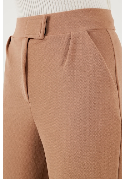 Lela Regular Fit Yüksek Bel Bol Paça Bayan Pantolon 5861279 Taba
