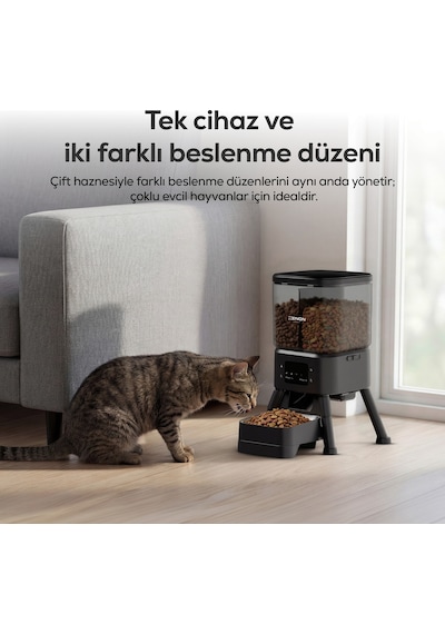 Xenon Smart Akıllı Mama Kabı Çift Hazneli, Bağımsız Kontrol, Wifi, Çelik Kase, Yükseltilmiş Tasarım X8615 3976,14