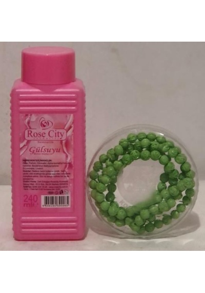 RoseCity Sentetik Gülsuyu 380ml Alana RoseCity Gül Kokulu 99lü Açık Yeşil Namaz Tesbih Hediye