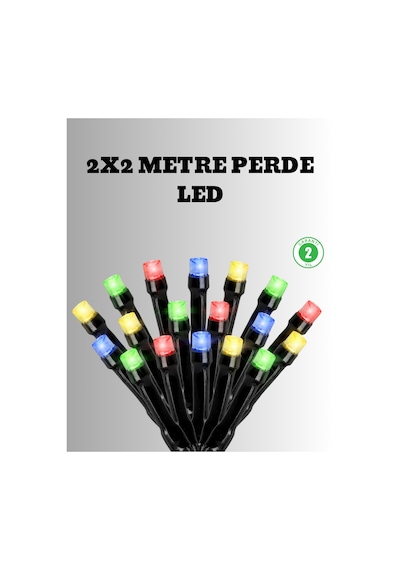2x2 Metre Pil İle Çalışan Perde Led Işık 8 Modlu Dekoratif