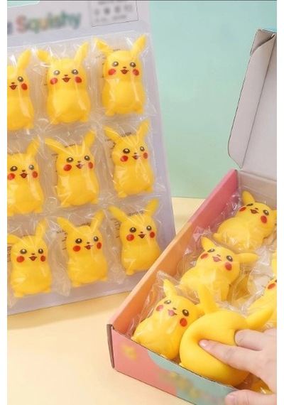 Pikaçu Squishy Stres Oyuncağı 12 Adet - Sıkılabilir Esnek Tpr Figür Bx-316705