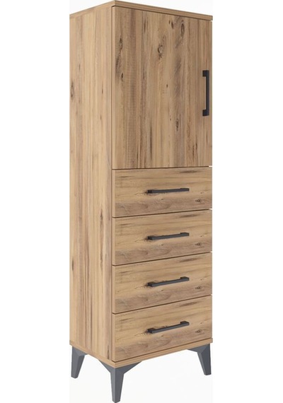 Arges Dolap 2 Raflı 4 Çekmeceli Tek Kapaklı 44x30x134 Çam-çam Atlas Çam