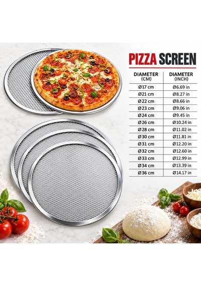 Fida Pizza Pişirme Teli & Screen Pizza Screen 32 Cm Gümüş