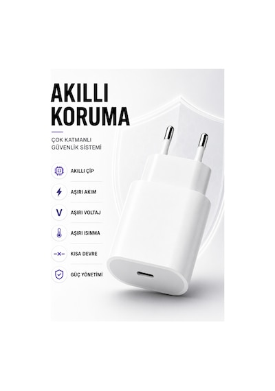 45w Usb-c Hızlı Şarj Adaptörü Beyaz Type-c Çıkışlı Kompakt Güç Adaptörü İphone 15 16 17 Pro Max Uyumlu