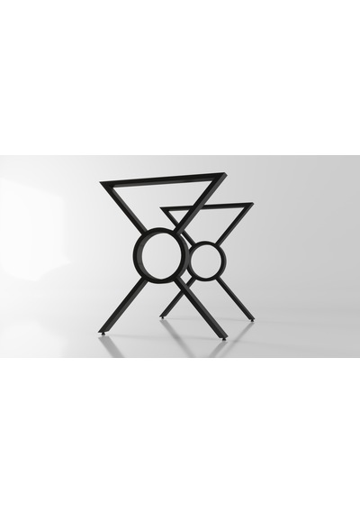 Ortası Yuvarlak X Model Metal Ayak Seti Siyah Metal Masa Ayağı