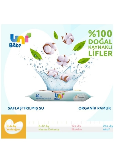Uni Baby Yenidoğan Islak Mendil 3'Lü 120 Yaprak