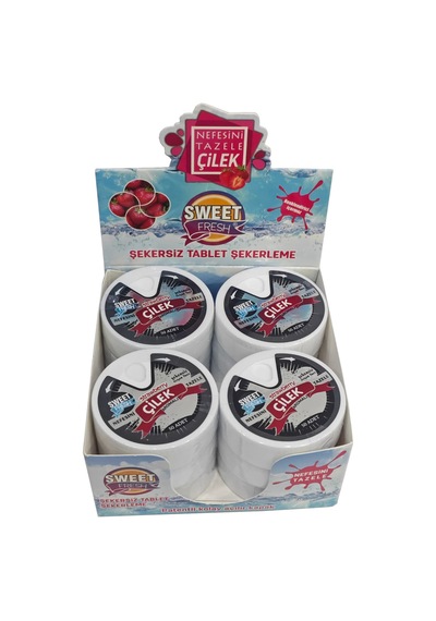 Çilek Aromalı Şekersiz Şeker 10gr - 12'li Kutu