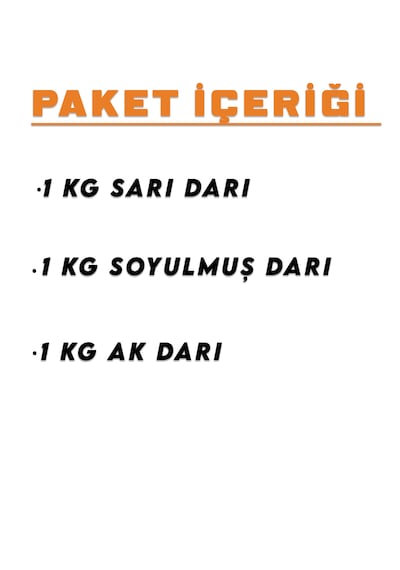 İpek Değirmen Ak Darı Sarı Darı Soyulmuş Darı Muhabbet Kuşu Yemi 3 x 1 KG