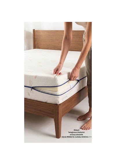 Kılıf Cotton 160x200 Yatak Kılıfı Koruyucusu Örtüsü Fermuarlı Kapitone Fit Zippered Mattress Cover Natural