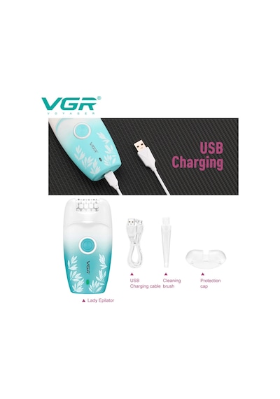 Vgr V-738 Profesyonel Kadın Epilatörü Led Işıklı, 18 Cımbızlı, 2 Hız Ayarlı Ve Usb Şarjlı Kablosuz