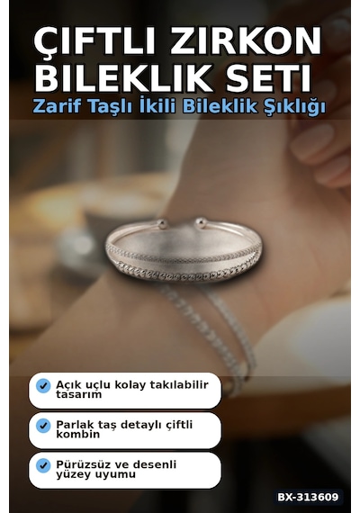 Bay Çiçek Mühürlü 20 Cm Gümüş Dorika Bileklik - Zirkon Taşlı Kadın Pirinç Takısı Bx-313609 Najmaddin Standart