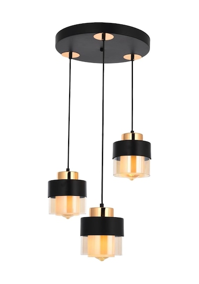 Boris 3Lü Yuvarlak Siyah Gold  Sarkıt Modern Genç Odası Mutfak Retro Salon Avize