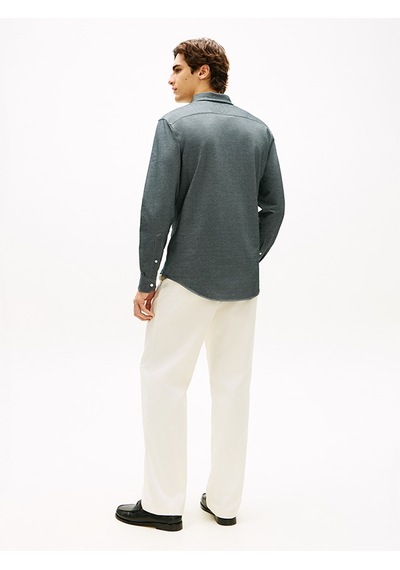 Tommy Hilfiger Performance Pıque Oxford Erkek Mavi Uk Gömlek - Mw0mw41781