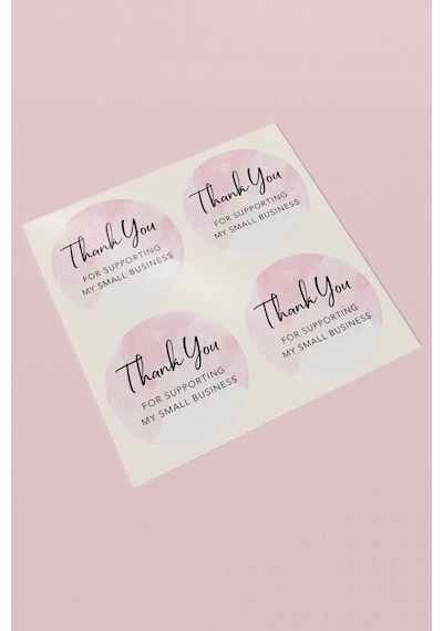 Pembe Thank You Hediye Kargo Paketleme Sticker 3x3cm St2122 Çok Renkli