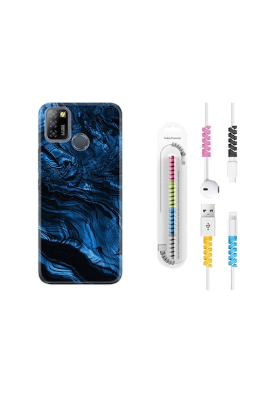 Infinix Smart 5 Kılıf Kablo Koruyuculu Blue Marble 1379