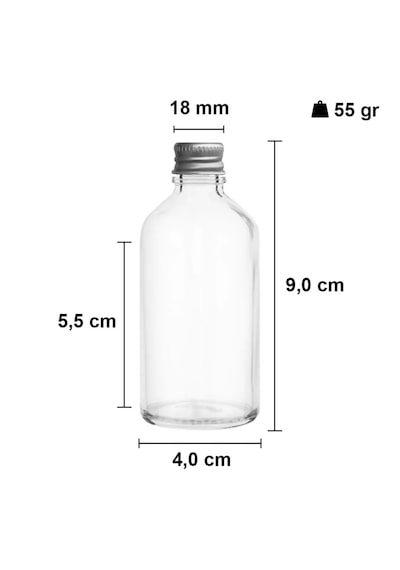 Rotanev 12 Adet Şeffaf Cam Shot Şişesi Sızdırmaz Gümüş Metal Kapaklı Hediyelik Koku Süs Çok Amaçlı Şişe 50 ML