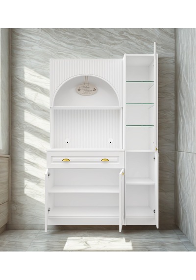 Lureo Nera Arch Gold Sağ Vitrinli Kahve Köşesi Led Aydınlatmalı Komple Mdf Premium Kahve Ünitesi Beyaz Lureo Nera Arch Gold Sağ Vitrinli Kahve Köşesi Led Aydınlatmalı Komple Mdf Premium Kahve Ünitesi Beyaz