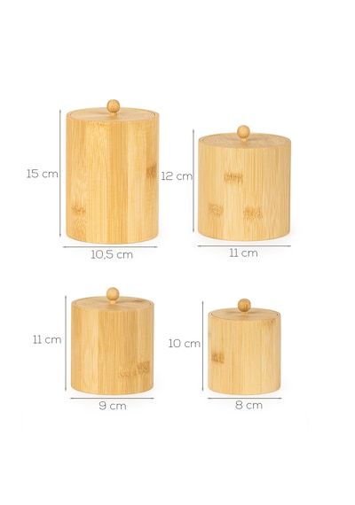 Porsima 4361 Bambu Çok Amaçlı Saklama Kabı Organizer 4lü Baharat Seti Bambu