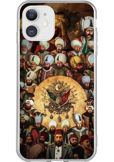 Apple Uyumlu iPhone 11 Osmanlı Padişahları Baskılı Silikon Kılıf Renkli