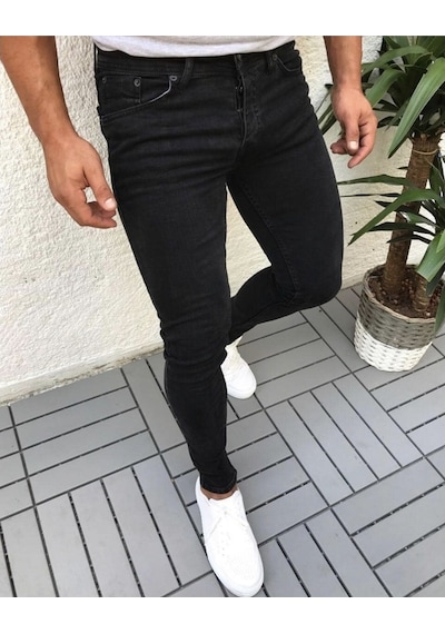 Skinny Fit Erkek Kot Jeans Pantolon Likralı Bilek Kalıp