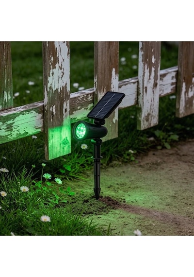 Güneş Enerjili 7w Yeşil Led Toprağa Saplamalı Lamba Solar Peyzaj Aydınlatma 1 Adet Çim Armatür -