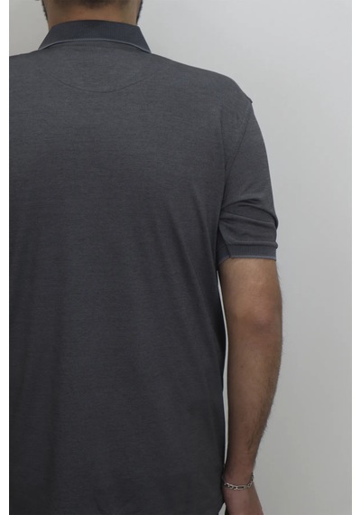 Santa Dmctekstil Erkek Düz Klasik Kesim Rahat Kalıp Polo Yaka T-shirt Füme