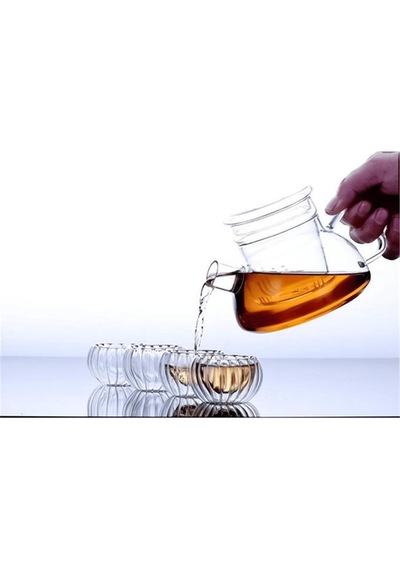 Cam Lokumluk Çerezlik Çift Cidarlı Çizgili Desenli 6'lı 50 Ml