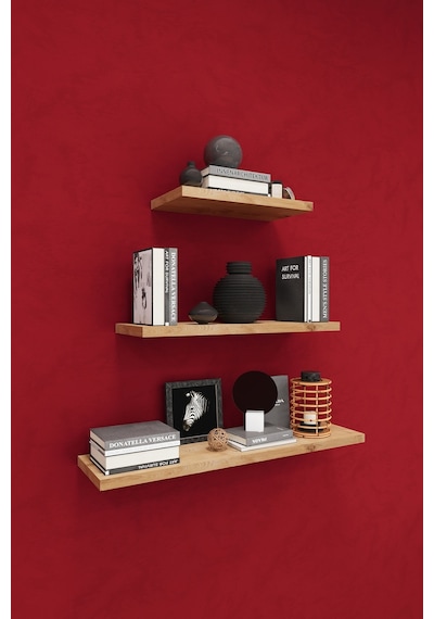Asra Trend Modern Duvar Rafı DRF-02 %100 MDF 3'lü Dekoratif Organizer Kitaplık Meşe