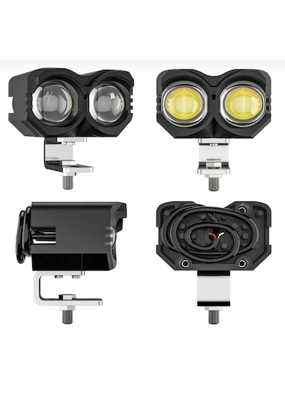 Point Motosiklet Sis Farı Metal Kasa Baykuş Model Delici Beyaz Sarı Çift Renk 12-80 Volt 1 Adet