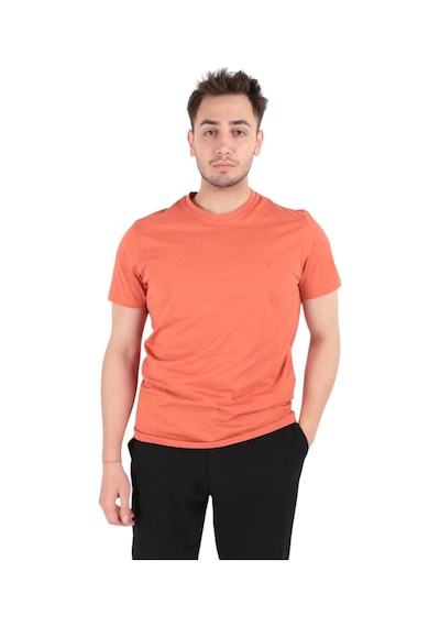 Cazador Erkek Slim Fit Bisiklet Yaka Pamuklu Düz Tişört 4623 Kiremit