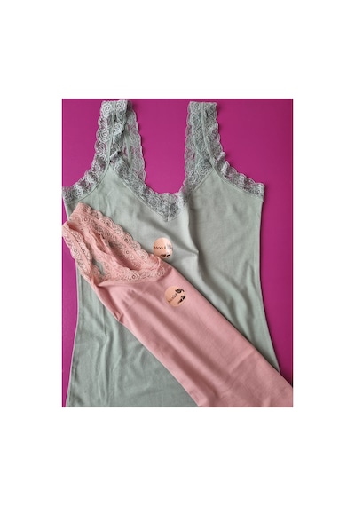 Demirsa Boutique Dantel Detaylı Modal Kumaş Askılı Yeşil Ve Pudra 2'li Kadın Atlet Yeşil-pembe1 Demirsa Boutique Dantel Detaylı Modal Kumaş Askılı Yeşil Ve Pudra 2'li Kadın Atlet Yeşil-pembe1
